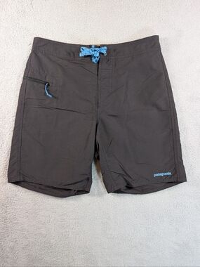 Patagonia Wavefarer Board Shorts Mens 30 Black Blue 8" Swim